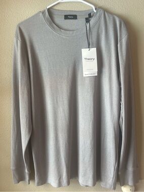 NWT’s Theory Men's Long-Sleeve Crewneck Shirt — Light Gray